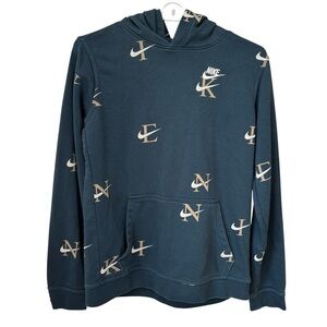 Nike Youth Logo Hoodie Sweatshirt Youth XL Pullover Blue Gray